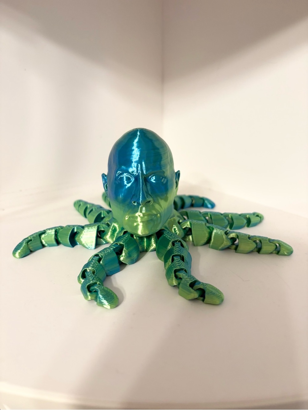 3D printed “The Rock-topus “ Articulated Metallic Blue and Green   Figurine